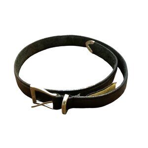 Black Leather Oil Tanned Cowhide‎ Belt With Silver Buckle Men Sz 32 Waist 29-33"
